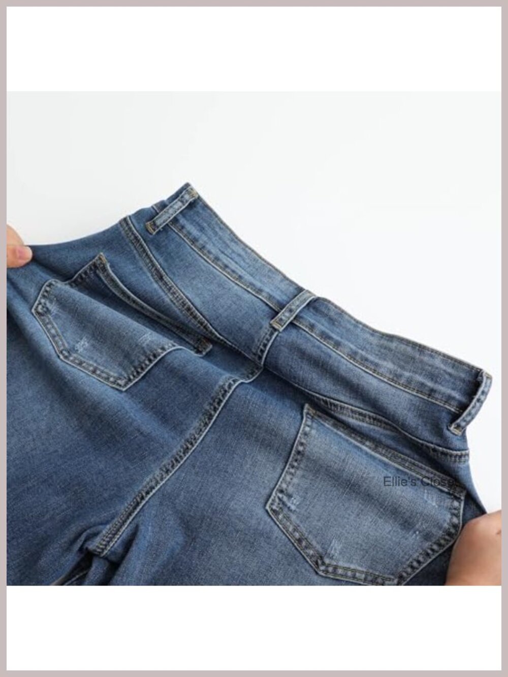 Womens High Waisted Wide Leg Stretchy Distressed Jeans - Picture 5 of 6